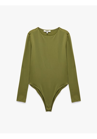 Koton Bisiklet Yaka Uzun Kollu Bodysuit Haki 7wak80003ek