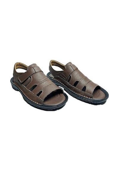 Daytex 5013 Hakiki Deri Cırtlı Önü Kapalı Erkek Sandalet - Hac, Umre Ve Sahil Uyumlu Konforlu Sandalet Kahverengi Daytex 5013 Hakiki Deri Cırtlı Önü Kapalı Erkek Sandalet - Hac, Umre Ve Sahil Uyumlu Konforlu Sandalet Kahverengi