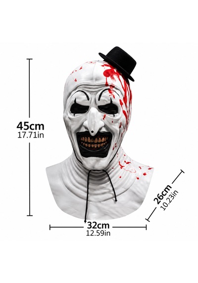 Cadılar Bayramı Korkunç Palyaço Maskesi Kanlı Katil Palyaço Kostüm Maskesi, Siyah Şapkalı Halloween Parti Aksesuarı 18+