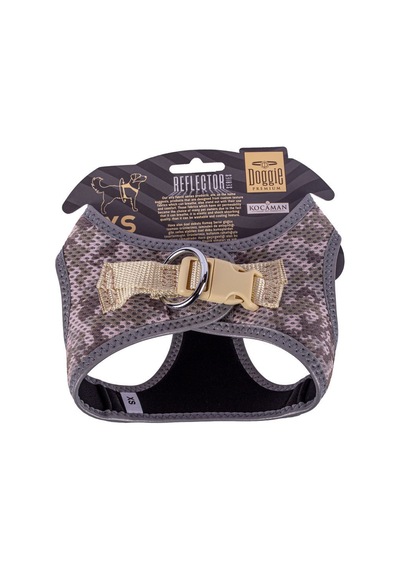 Doggie Havalı Dokuma Reflektör Serisi Küçük Irk Göğüs Tasması Kamuflaj XS-30-34Cm Kamuflaj