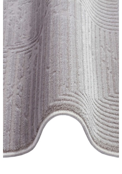 Geometrik Soyut Desenli Oskar Akrilik Makine Oval Halı Os06 Gri