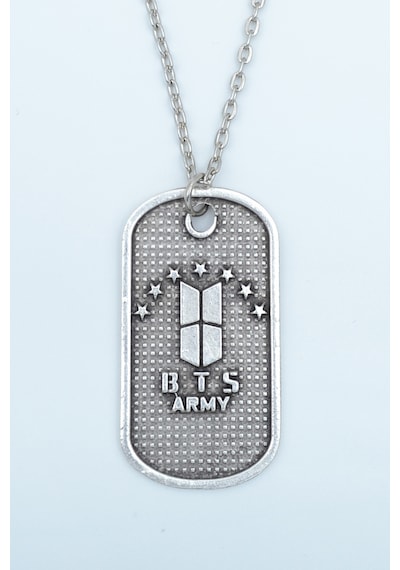 Bts Army Künye Gümüş Kaplama Düz Zincir Kolye Gümüş