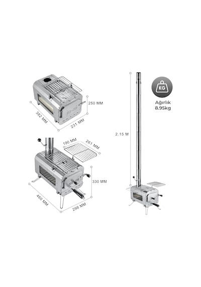 Kingcamp Surefire Stove M Bushcraft Premium Kamp Sobası Gümüş