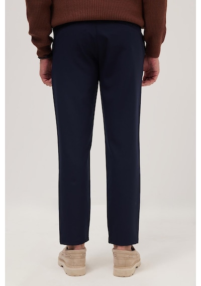 Tudors Erkek Slim Fit Dar Kesim Lastikli Bağcık Detaylı Lacivert Pantolon-38238 Lacivert