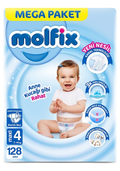 Molfix Mega Paket Bebek Bezi 4 Beden 7-14 Kg 128 Adet 4 Numara