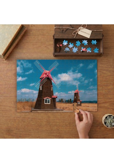 Yel Değirmenleri Tasarımı 240 Parça Ahşap Puzzle Ahşap Kutuda Mpy60253