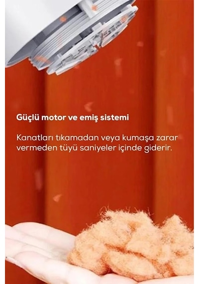 6 Bıçaklı Şarjlı Tüy Ve Tiftik Temizleme Makinesi Beyaz Yuvarlak Tasarım Yedek Bıçaklı Belirtilmemis