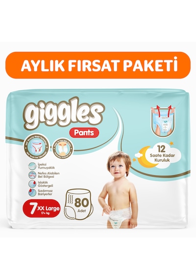 Giggles Pants Külotlu Bebek Bezi 7 Numara Xxlarge 80 Adet
