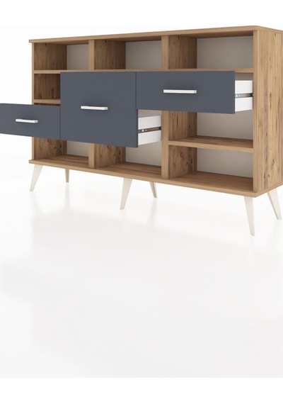 Arges Konsol 5 Raflı 3 Çekmeceli 132x30x83 Çam-çam/antrasit Çam/antrasit Arges Konsol 5 Raflı 3 Çekmeceli 132x30x83 Çam-çam/antrasit Çam/antrasit