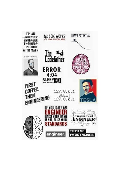 Mühendis - Engineer Tasarımlı 15 ' Li Sticker Seti Abanoz