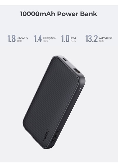 Aukey Pb-y46-gy 15w 10000 Mah Hızlı Şarj Powerbank - Gri