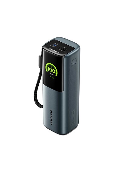 Vention Powerhive Serisi 27000mah 200w Powerbank Tft Renkli Ekranlı, Hızlı Şarjlı Ve Dahili Kablolu Siyah