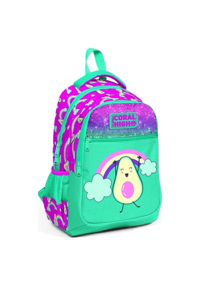 Coral High Kids Su Yeşili Pembe Üç Bölmeli Okul Çantası 23491