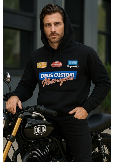 Unisex İkili Paket Kadın-erkek Sevgili Kombini - Kapüşonlu Baskı Detaylı Sweatshirt 2'li Paket Siyah