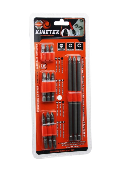 12-in-1 Matkap Bits Uç Seti Ph2, Pz2, Düz - 12 Parça