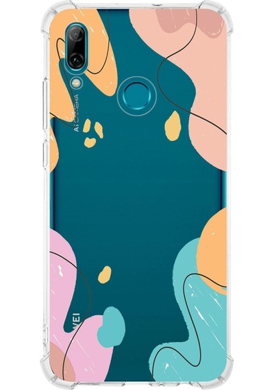 Huawei P Smart 2019 Uyumlu Köşe Korumalı Antişok Kapak Karışık Renkler Tasarımlı Şeffaf Kılıf