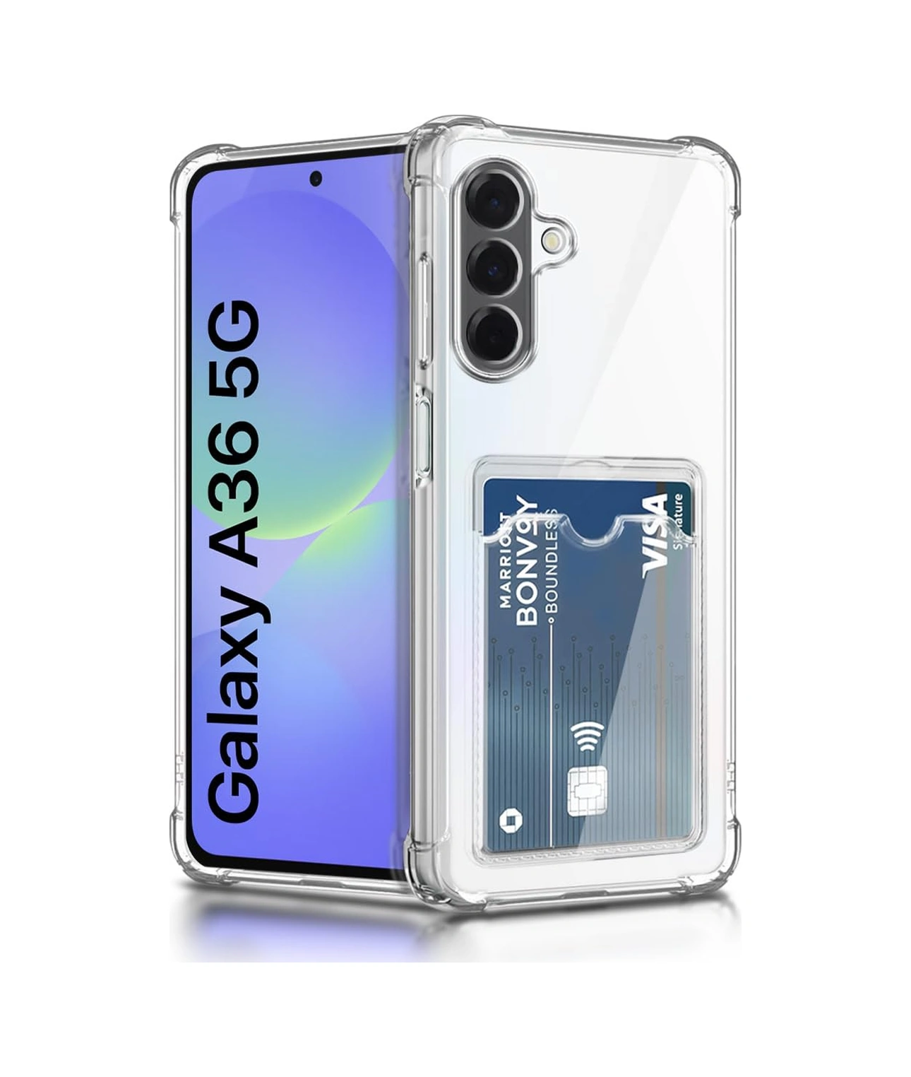 Samsung Galaxy A36 Uyumlu Kılıf Kartlık Bölmeli Arkası Şeffaf Soft Dayanıklı Kılıf Kapak Şeffaf