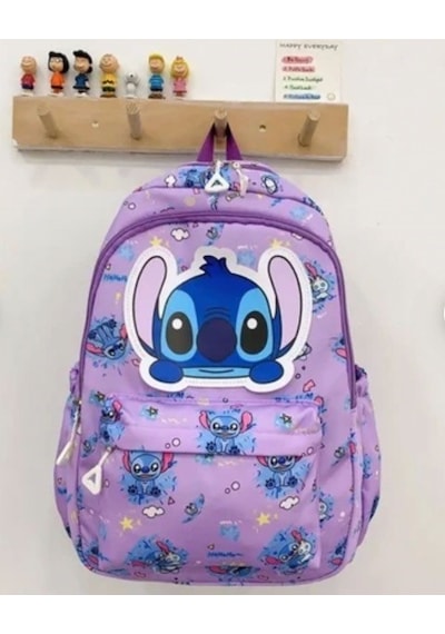 Petityu Mor Stitch Şirin İlkokul Ortaokul Çantası Mor