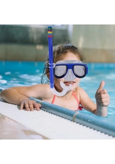 Çocuklar İçin Renkli Yüzme Seti - Gözlük Ve Snorkel Açık