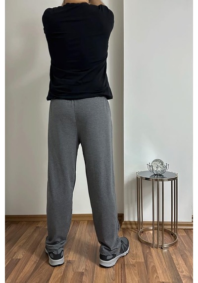 Erkek Pamuklu Cepli İpli Lastikli Bel Pijama Altı Eşofman Antrasit