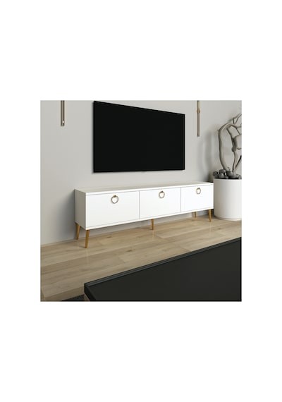 Milan 150 Cm Tv Ünitesi, Tv Sehpası Beyaz - Altın Beyaz