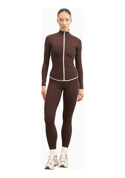 Because Of Alice Base Contrast Trim Zip Up Jacket Şekillendirici Kontrast Detaylı Kadın Ceket Kahverengi