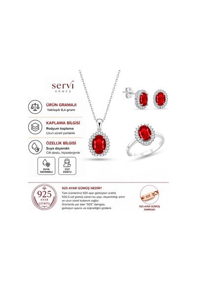 Servi 925 Ayar Gümüş Oval Anturaj Set-66