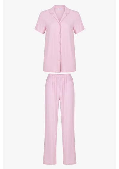 Penti Pembe Alia Pink Düğmeli Gömlek Pantolon Pijama Takımı