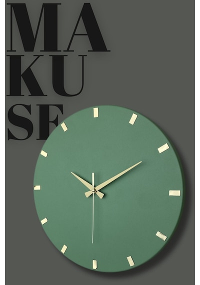 Makuse Model Modern Dekoratif Metal, Aynalı, Akar Sessiz Mekanizmalı, Duvar Saati 40 40cm Yeşil-gold Yeşil - Altın