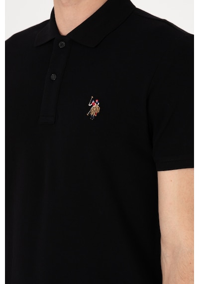 U.S. Polo Assn. Erkek Slim Fit Polo Yaka Siyah Tişört 50310669-VR046