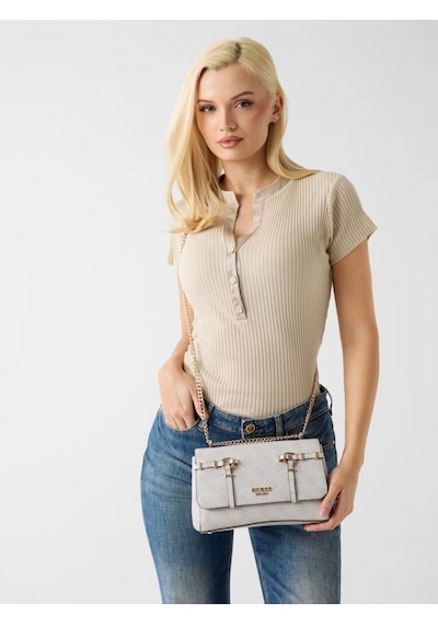 Guess Leona Logolu Dönüştürülebilir Kapaklı Çapraz Askılı Kadın Mavi Omuz Çantası Hwsg9917210-bnn Mavi