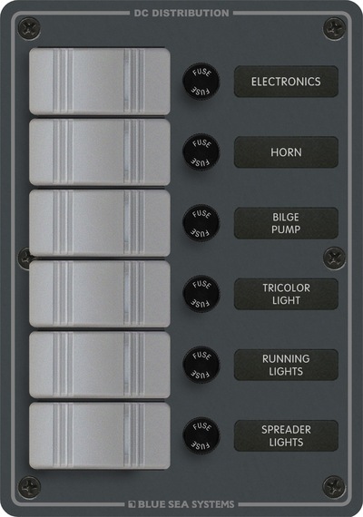 Blue Sea Systems 12/24V DC Su Geçirmez Sigorta Paneli 6’lı 8053