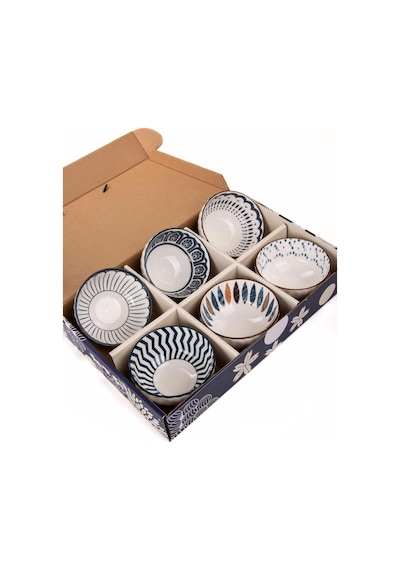 Tr Mukko Home 6'li Desenli Porselen Kase Seti 320 Ml, Çorbalık, Kahvaltılık, Atıştırmalık Kase Hediyelik Kutulu, Diğer