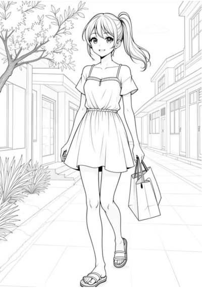Liseli Kız Anime Boyama Kitabı Renkli Anime Poster Hediyeli
