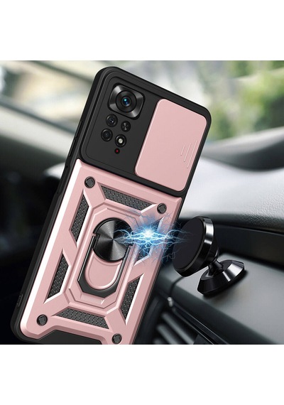 Xiaomi Redmi Note 11 Pro 4g Kılıf Magnetik Standlı Kamera Korumalı Zore Sürgülü Vega Kapak Mavi