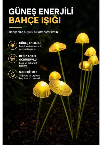 Tr 2'li Solar Bahçe Işığı 12 Lambalı Deniz Anası Su Geçirmez S200