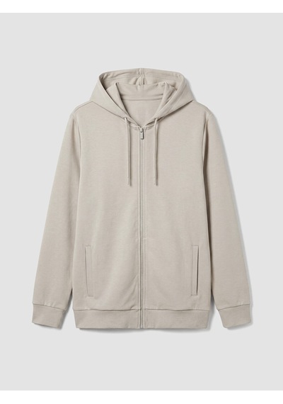 Lcwaıkıkı Classic Bej Kapüşonlu Erkek Fermuarlı Sweatshirt