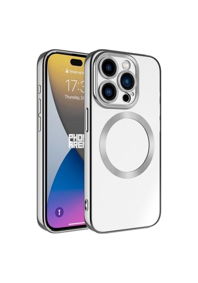 Apple Uyumlu iPhone 15 Pro Max Kılıf M-safe Wireless Şarj Özellikli Zore Setro Silikon Koyu Gri