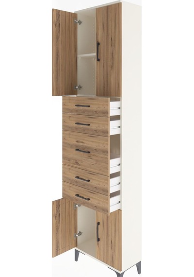 Arges Dolap 2 Raflı 5 Çekmeceli 4 Kapaklı 60x30x243 Aytaşı-çam Aytaşı