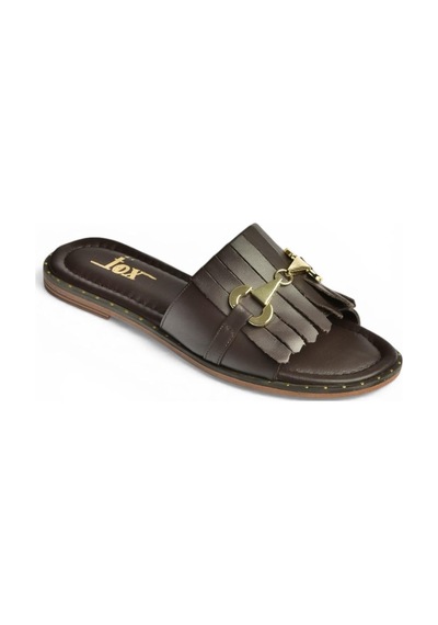 Fox Shoes Y291873003 Kahverengi Hakiki Deri Kadın Terlik
