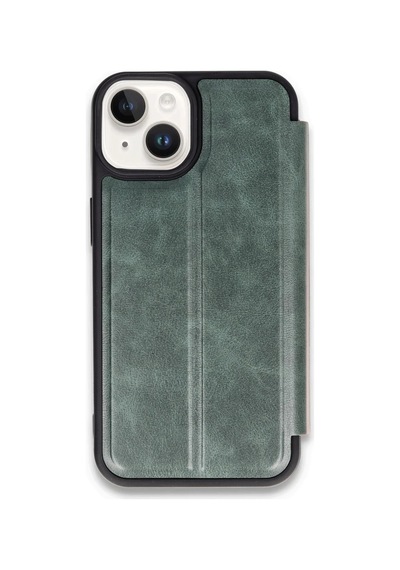Apple Uyumlu iPhone 14 Kılıf Flip Cover - Koyu Yeşil 0.2M-Çok Renkli