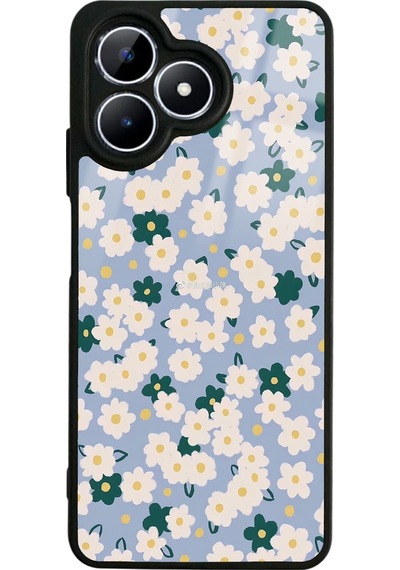Oppo Realme Note 50 Daisy Pattern Tasarımlı Glossy Telefon Kılıfı Siyah