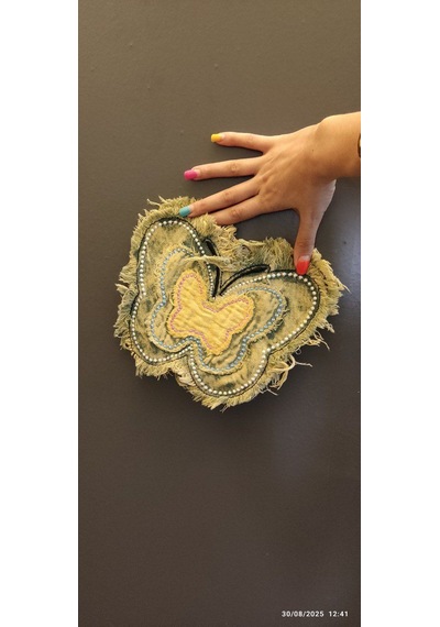 Denim Nakış İşleme Kot Kelebek Arma Dikiş Aplike 24x20 Cm