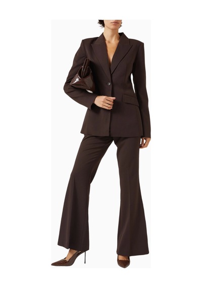 Good American Sculpted Blazer, Kadın Zarif Bel Kesimli - Modern Şık Ceket Kahverengi