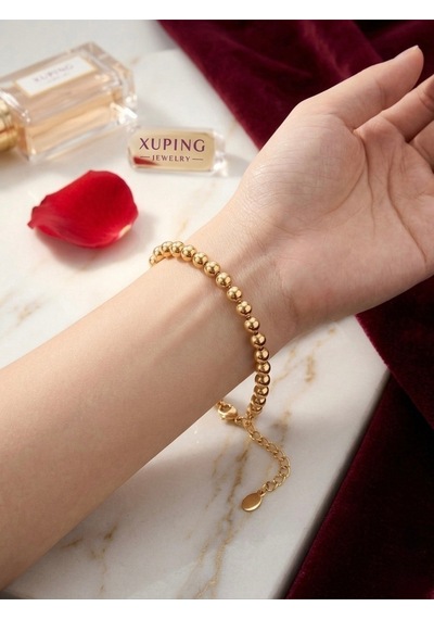 Xuping Premium 14k Altın Kaplama Minimalist Top Zincir Dorika Kadın Bileklik Altın - Çelik
