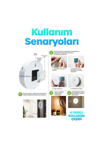 16led 3mod Hareket Sensörlü Şarjlı Led Işık Mıknatıslı Kablosuz Gece Lambası Koridor Işığı 47732 Sarı