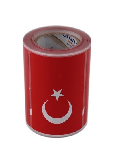 Al Hızlı Al Türk Bayrağı Etiketi Kuşe Rulo Çıkatma 90mmx 60mm 300 Adet 40mm Çapı Bayrak Etiket Genel