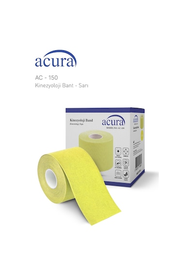 Ac-150 Yüz & Vücut Uyumlu Hipoalerjenik Kinesyo Tape  Bandı 5m X 5cm Sarı Renk 1 Beden