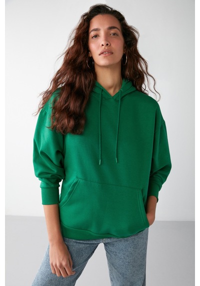 ETHIQUET IDA Basic Oversize Yeşil Sweatshirt