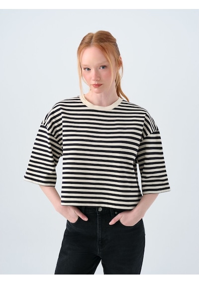 Loft Loose Crop Kadın Tshirt K.kol Lf2038451 Q1.v1 Siyah